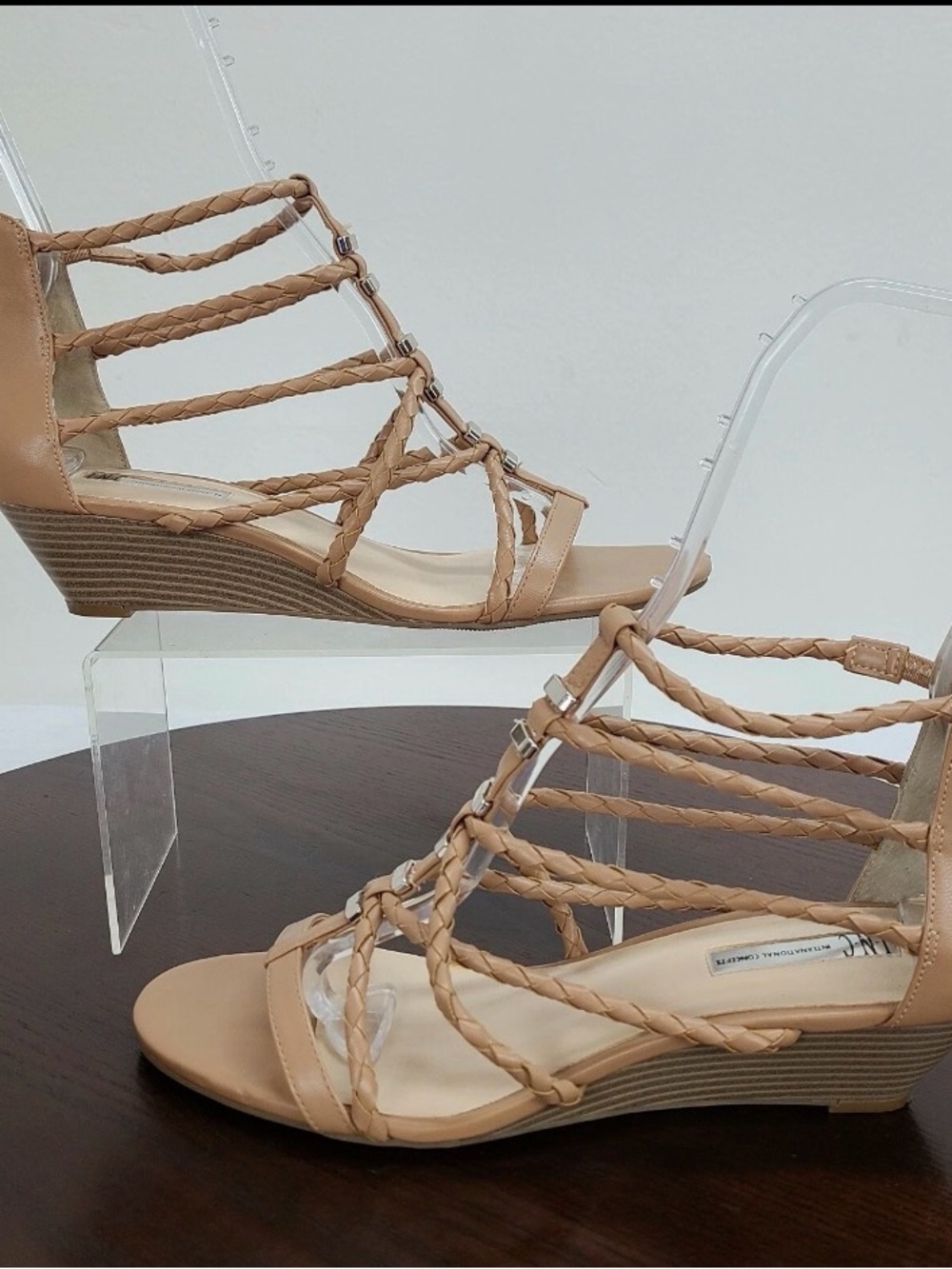 INC International Concepts Braided Strappy Wedge Sandals - Beige/Tan
